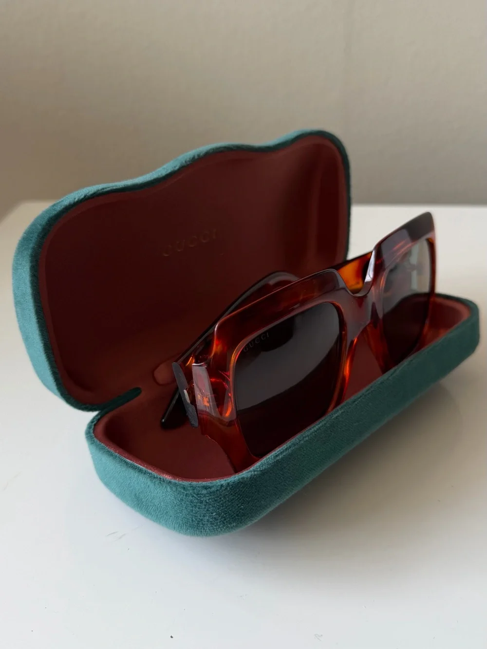 Gucci Tortoiseshell Square Sunglasses with Gold GG Accent